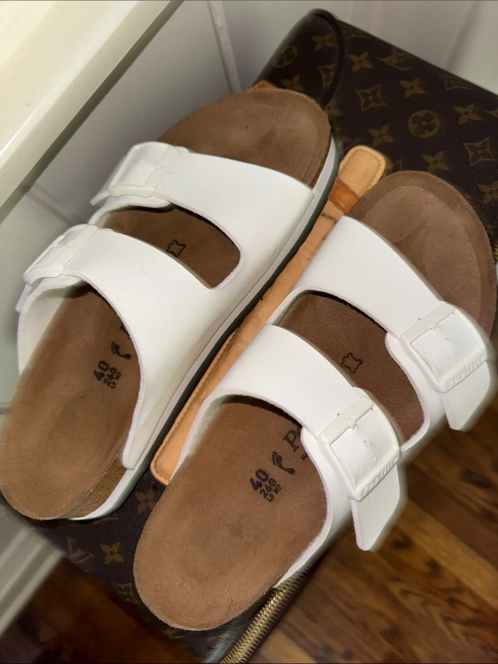 Birkenstock Papillio White Double Buckle Slide Sandals Size 10 40 Shoes